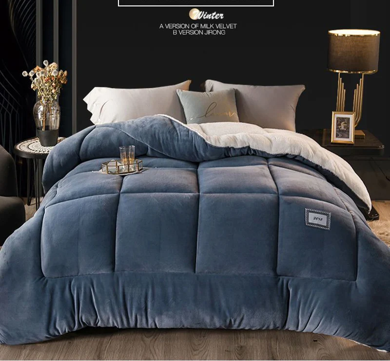Piumino Invernale Cashmere di Agnello, Lana Autunno E Inverno Trapunta Trapunta Trapunta Calda Peluche Calda Trapunta Invernale Coperta Calda Matrimoniale per Letto,Marina Militare,200x230cm(5kg