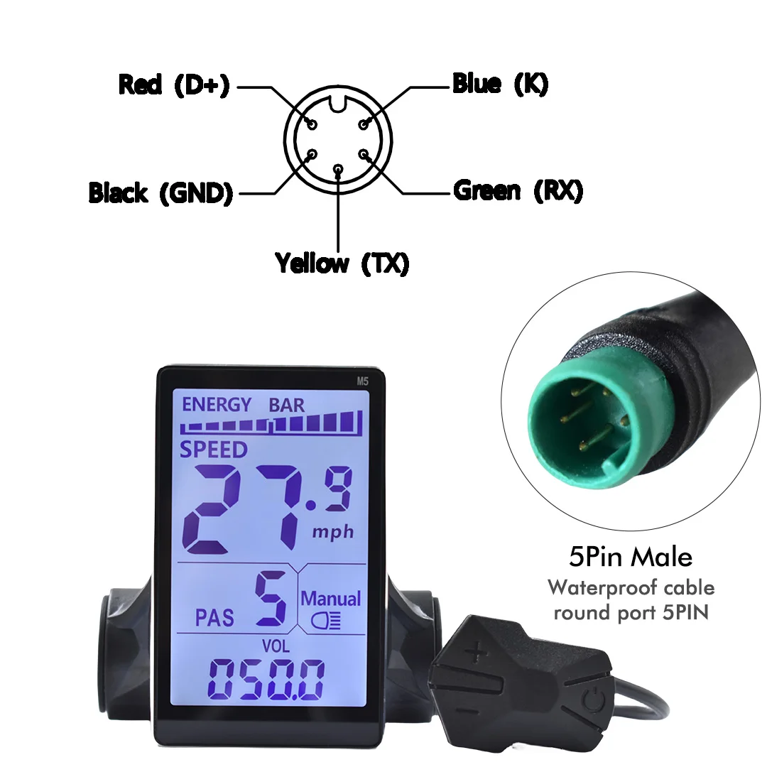(Custom)UART2 Elektrische Fiets LCD Display Meter SM/Waterdichte Aansluitplug Ebike Intelligent Display - afbeelding 1