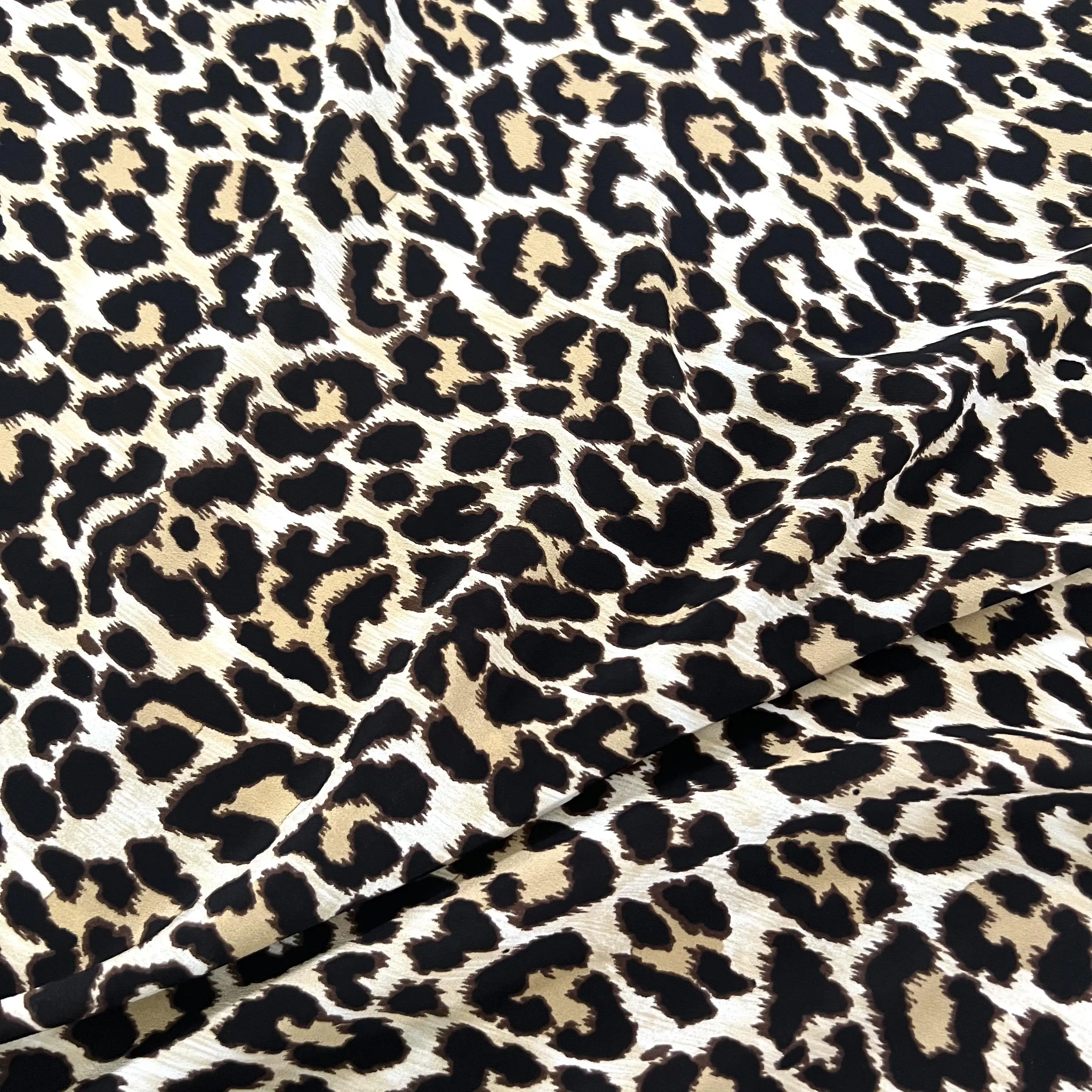 

1 meter 100% Mulberry Silk 18 momme Heavy Crepe Silk Fabric Classical Leopards Printed 140cm 55" wide by the yard XX356