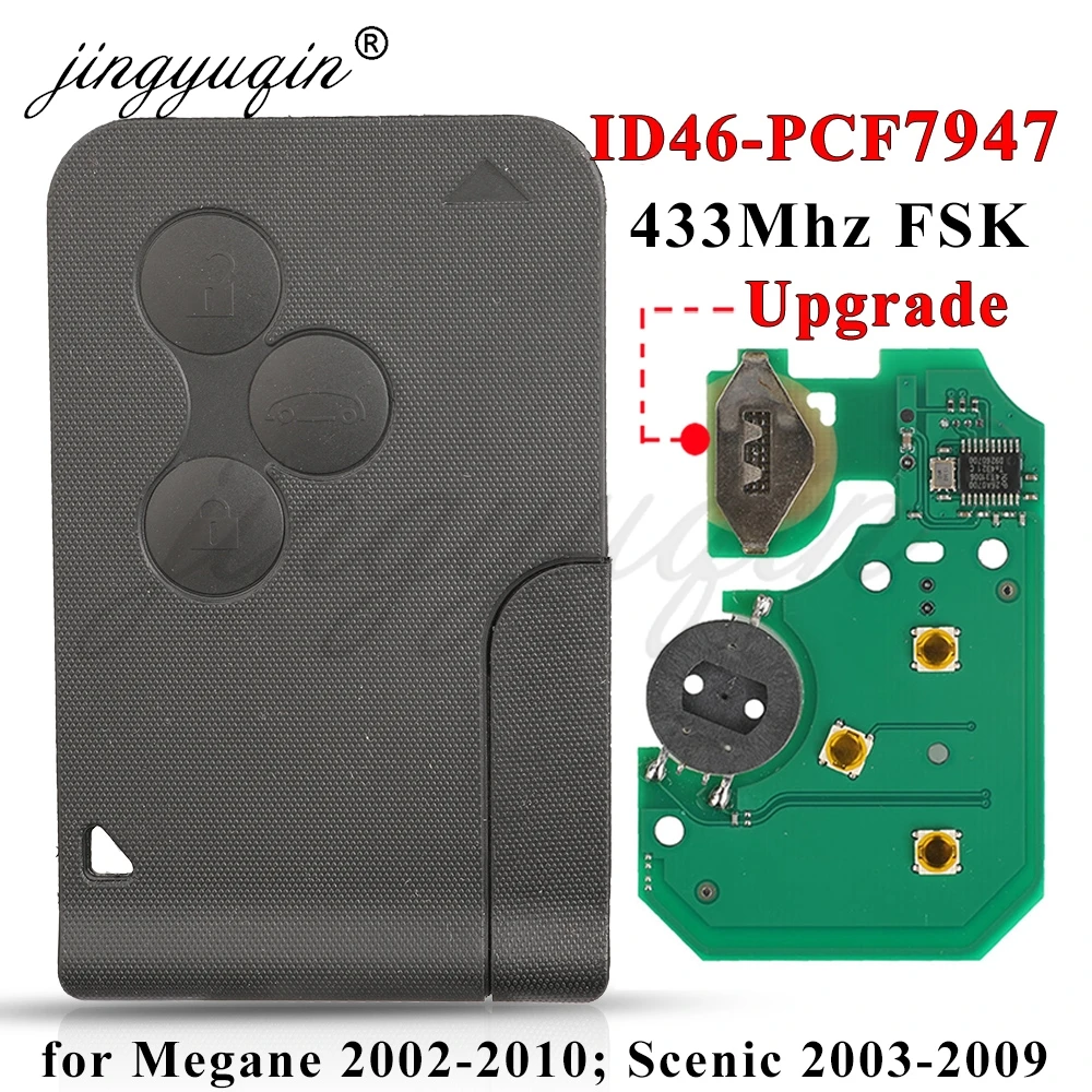 Jingyuqin untuk 2003 2004 2005 2006 2007 2008 Renault Megane II Scenic II Grand PCF7947A 433Mhz ID46 Chip kartu kunci mobil Remote