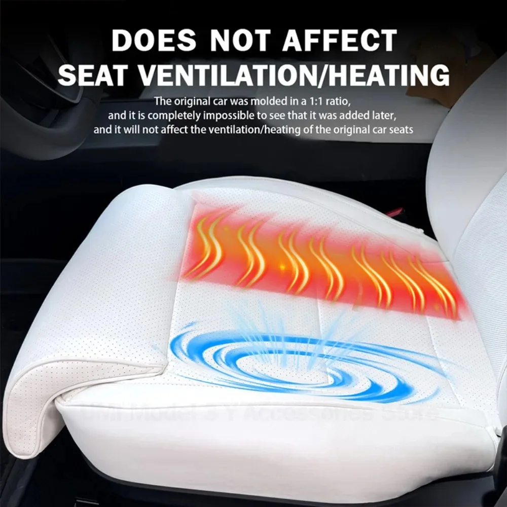 Nappa Leather Ventilated Seat Cushion for Tesla Model Y Juniper /Model 3 Highland /Model YL Breathable Protector Car Decor