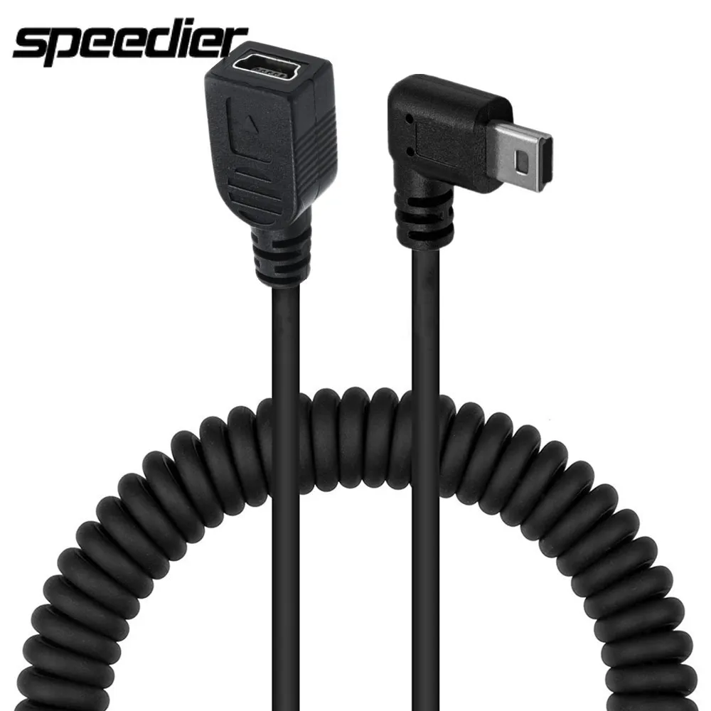 スパイラルコイル-ミニUSB5ピンメス-オスプラグアダプター,ハードディスクアダプター,デジタルカメラ,携帯電話データケーブル,1.5m