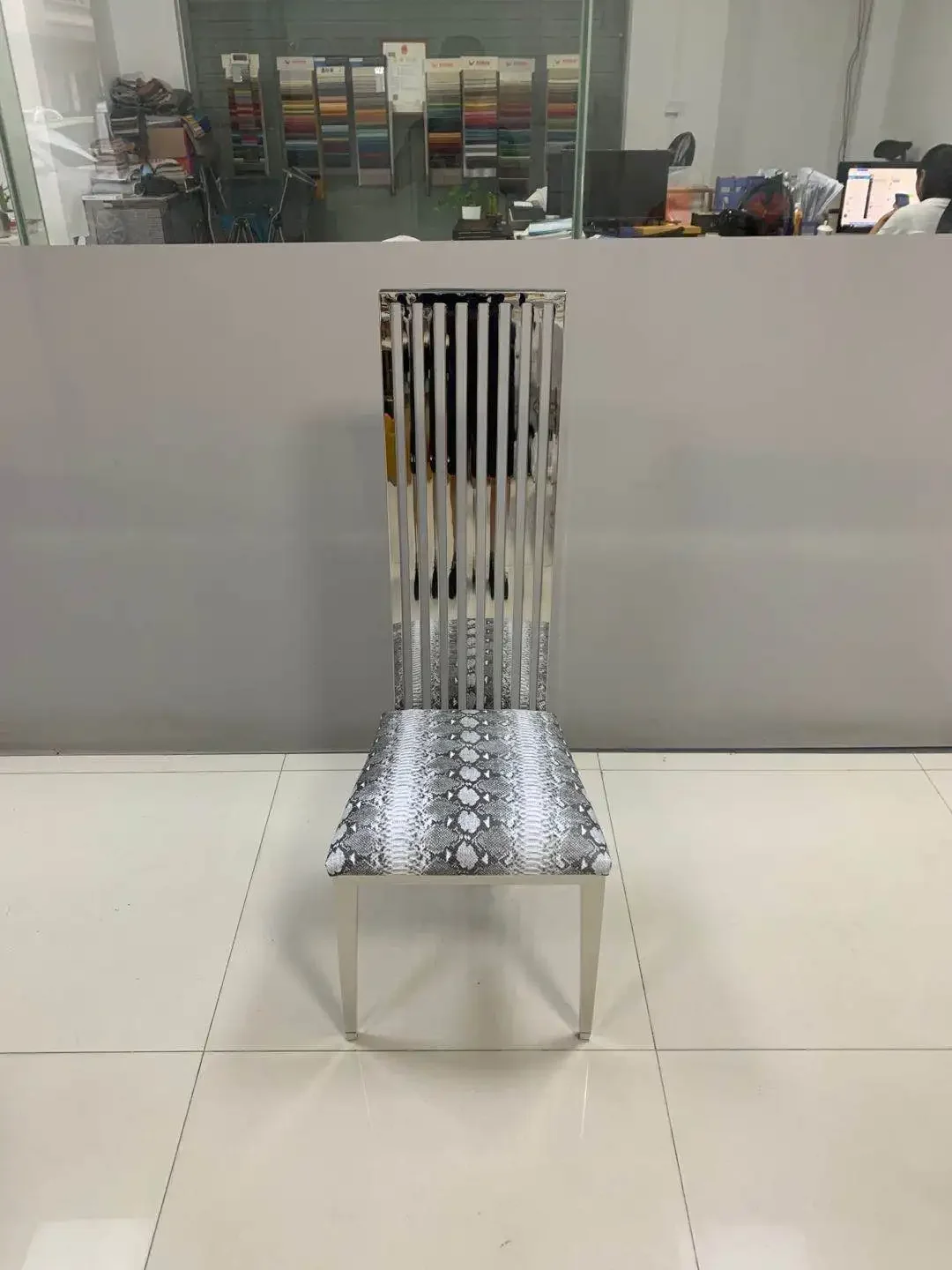 High Back Dining Chair Stainless Steel Nordic Modern Living Room Furniture Metal