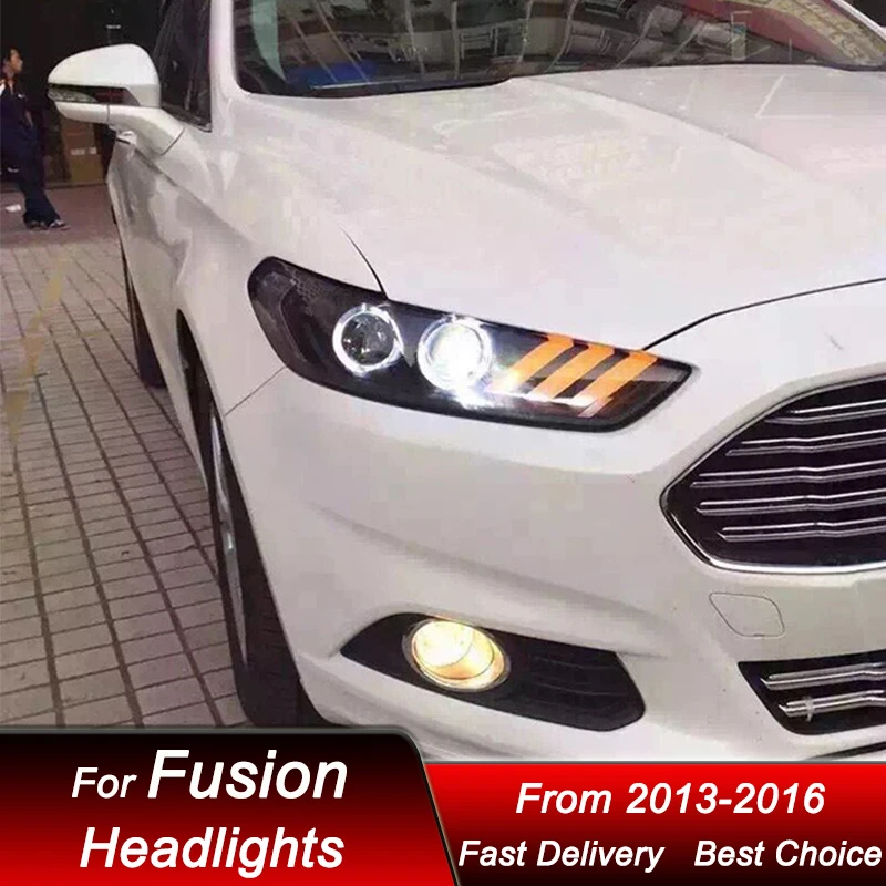 Car Headlights For Ford Fusion Mondeo 2013-2016 Mustang style full LED Auto Headlamp Assembly Projector Lens Accessories Kit