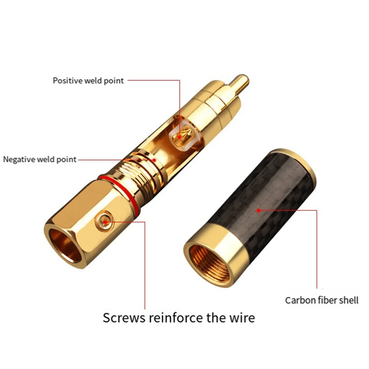 HiFi RCA Connector 10mm Carbon Fiber Gold Plated Lotus Plug Speaker Terminal Audio Power Subwoofer Amplifier