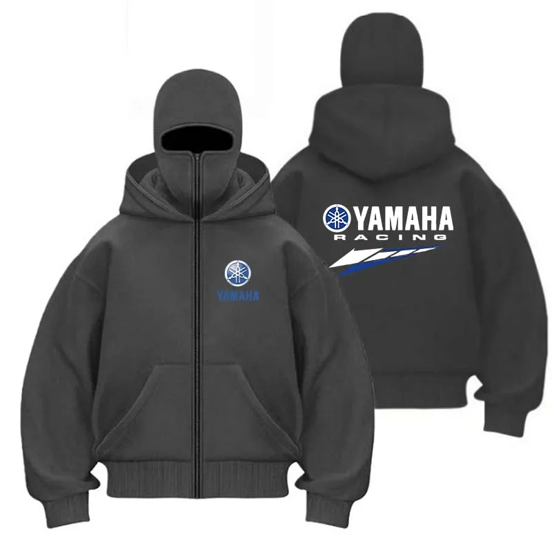 Yamaha logo autumn and winter hot-selling men's zipper double-cap sportswear, women's outdoor fashion casual sports shirt