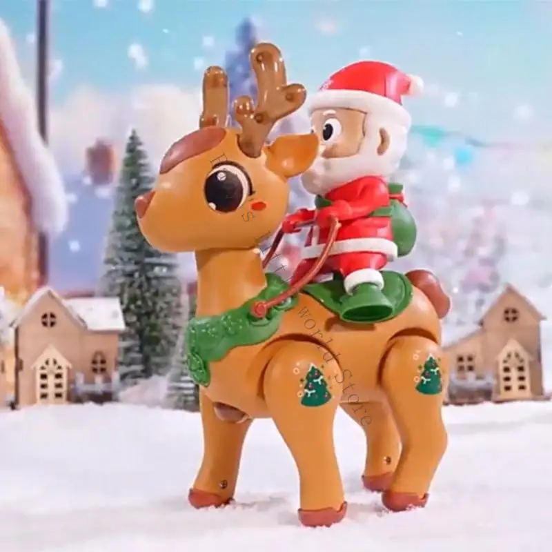 لعبة المشي الكهربائية المتوهجة سانتا والرنة للاحتفال بالمنزل لقضاء العطلات B2EB