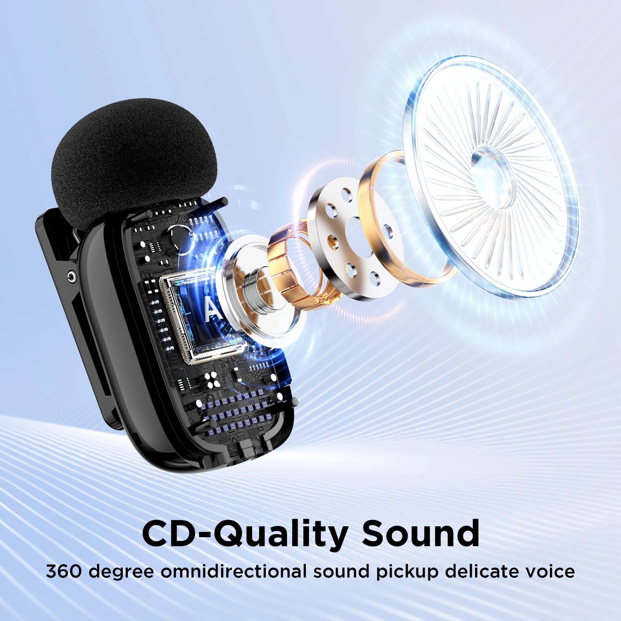 Boyamini Wireless Lavalier Microphone for iPhone Android Smartphone PC Computer , Vlogging TikTok YouTube Content Creators