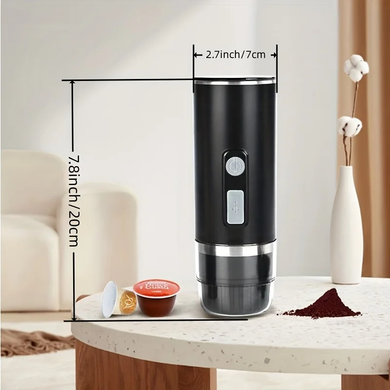 Portable High-Pressure Capsule Coffee Machine, Italian-Style Wireless Dual-Use for Outdoor Brewing with Coffee Powder or Capsule