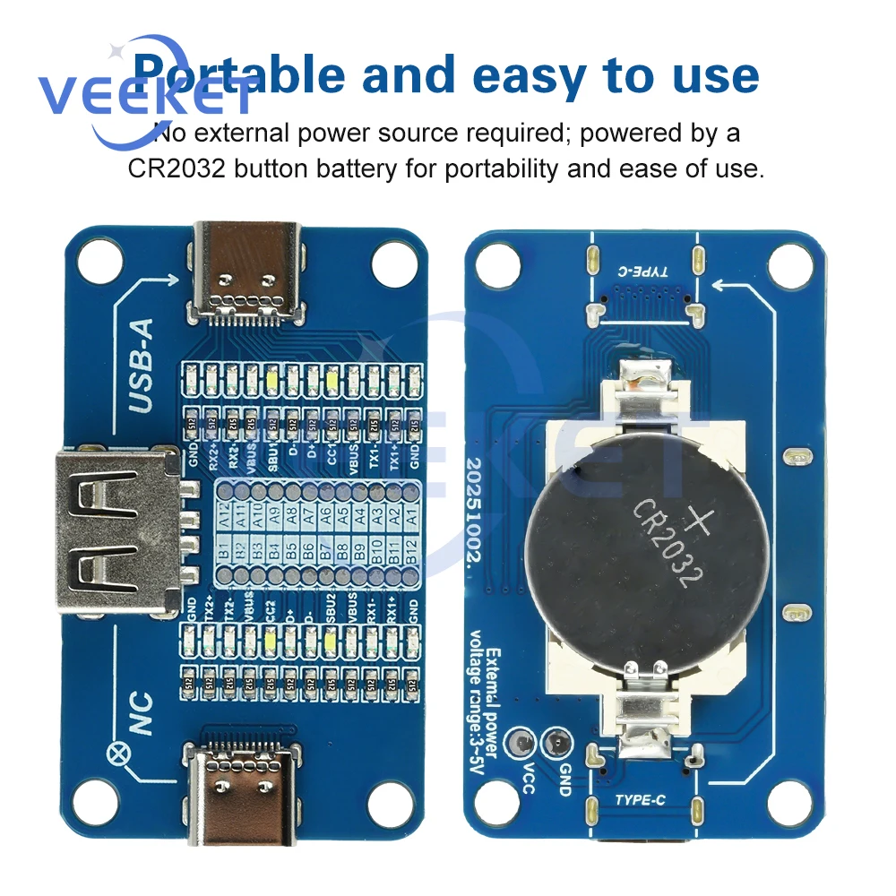 USB a to Type C Detection Module Fast Charging Cable Tester LED Indicators Compact Portable Wire Inspection Tool