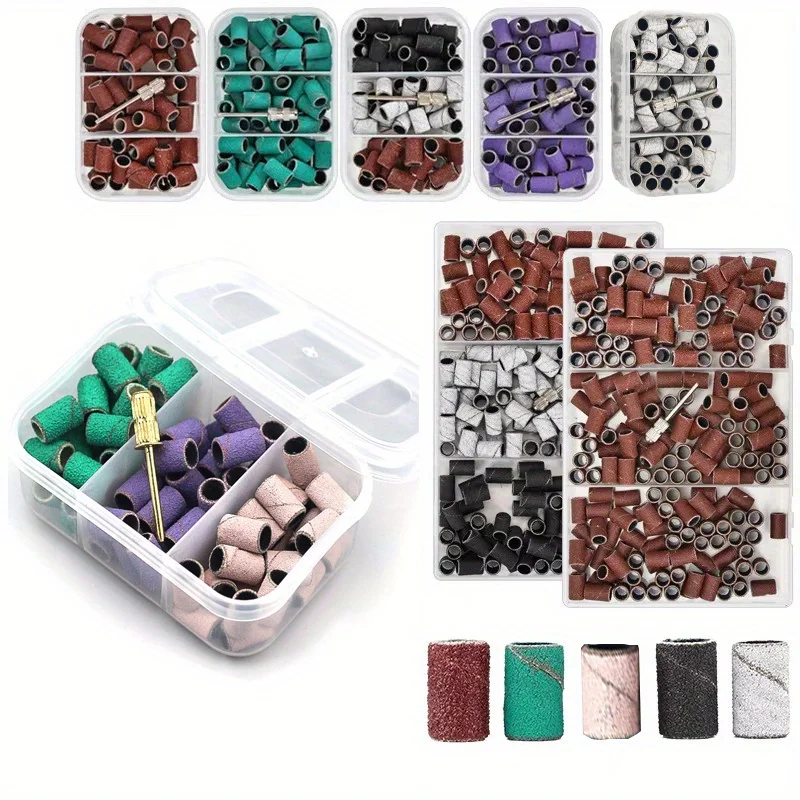 75/210pcs Nail Drill Bits Pedicure Caps Sanding Bands Nail Sander Tip Manicure Heads Gel Removal Cutters Drilling Accessories