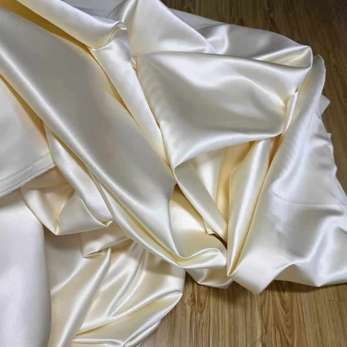 Cream  Beige Stiff Satin Fabric Solid Smooth Satin Cloth for DIY Wedding Dress Evening Gown Wedding Backdrop Decor  Styling