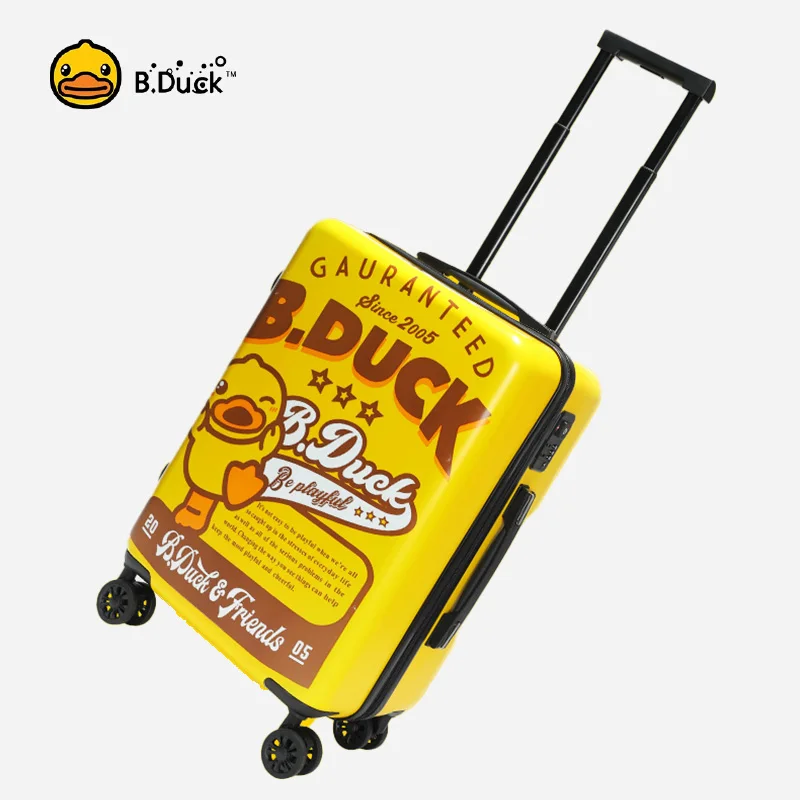 B.Duck Kids 20-Zoll-Handgepäck-Rollkoffer für Kleinkinder, süßer gelber Entenkoffer, Reisewagen, kleiner Koffer