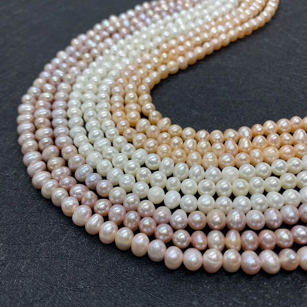 Grade AA High-quality Pearl Beads 100% Real Natural Freshwater White Nearly Round Beads Jewelry Making DIY Necklace Earrings