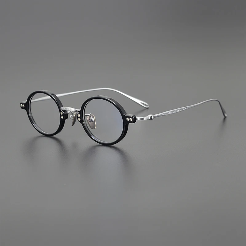 Vintage Round Pure Titanium Reading Glasses Men Small Anti Blue Light Prescription Myopia Glasses Women Photochromic Eyewear