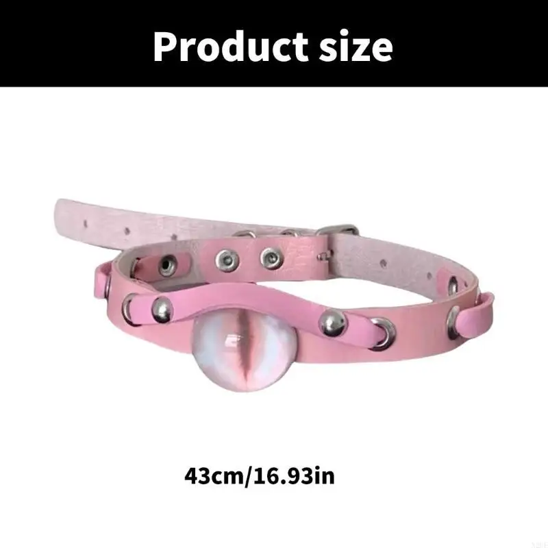 

N2UE Gothic Punk Choker Necklace With Demons Eye Designs Fashion Accessory for Women Craft of PU Leather And Resin Alloy