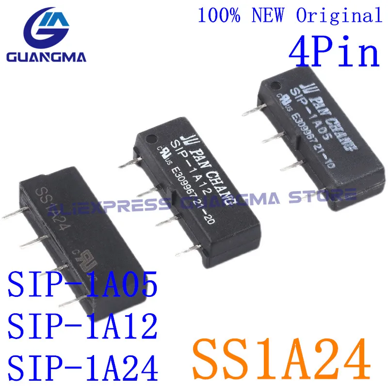 Sip 1a12 100 Novo Módulo de Interruptor Relé Reed Original Sip1a05 Sip-1a24 4pin Reed Relé Ss1a24 5v 12v 24vdc 50 Peças