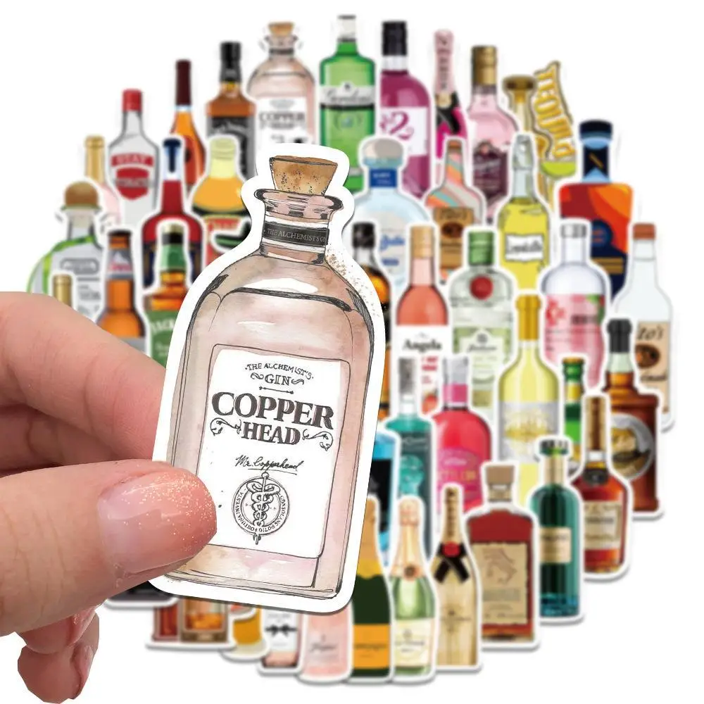 50PCS cartoon wine bottle sticker waterproof suitcase notebook scooter water cup refrigerator sticker