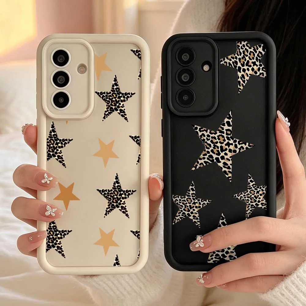 Leopard Star Pattern For Samsung Galaxy A06 A07 A15 A16 A17 A25 A26 A35 A36 A55 A56 A57 Eye Ladder Phone Case Cover