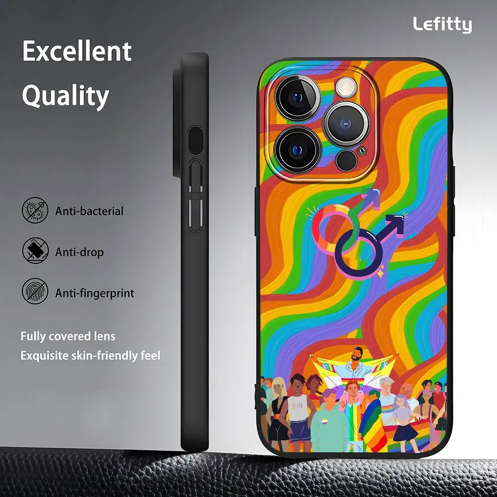 Casing HP Gay Queer Homoseksualitas untuk iPhone 16 15 14 13 Pro Max Plus Mini, Casing Lunak Buram Anti-Shock