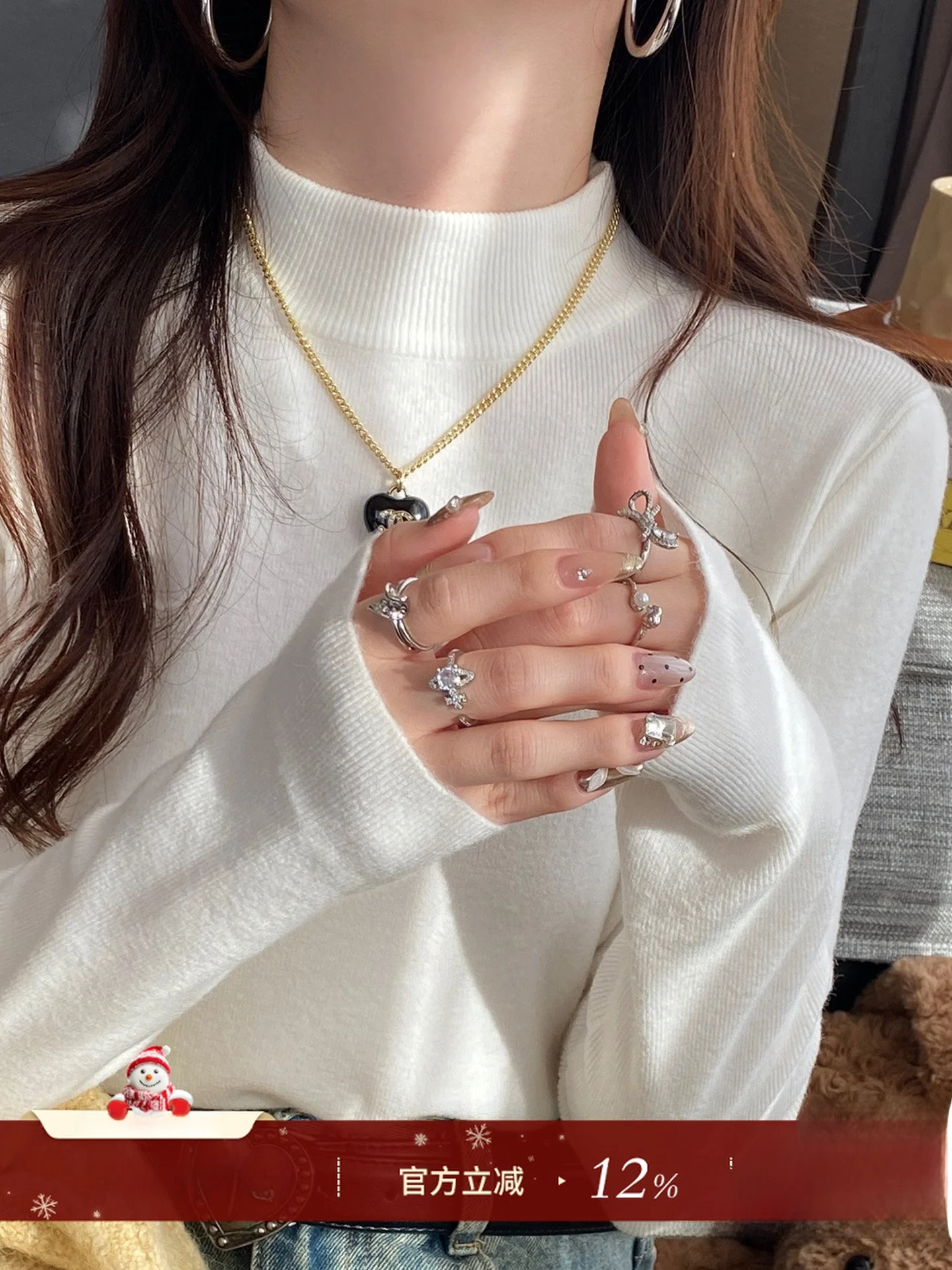 

Susu San San Women's Slim Fit Knitted Base irt f High Collar Inner Wear Spring Autumn White Color Commute Sle Long Sve