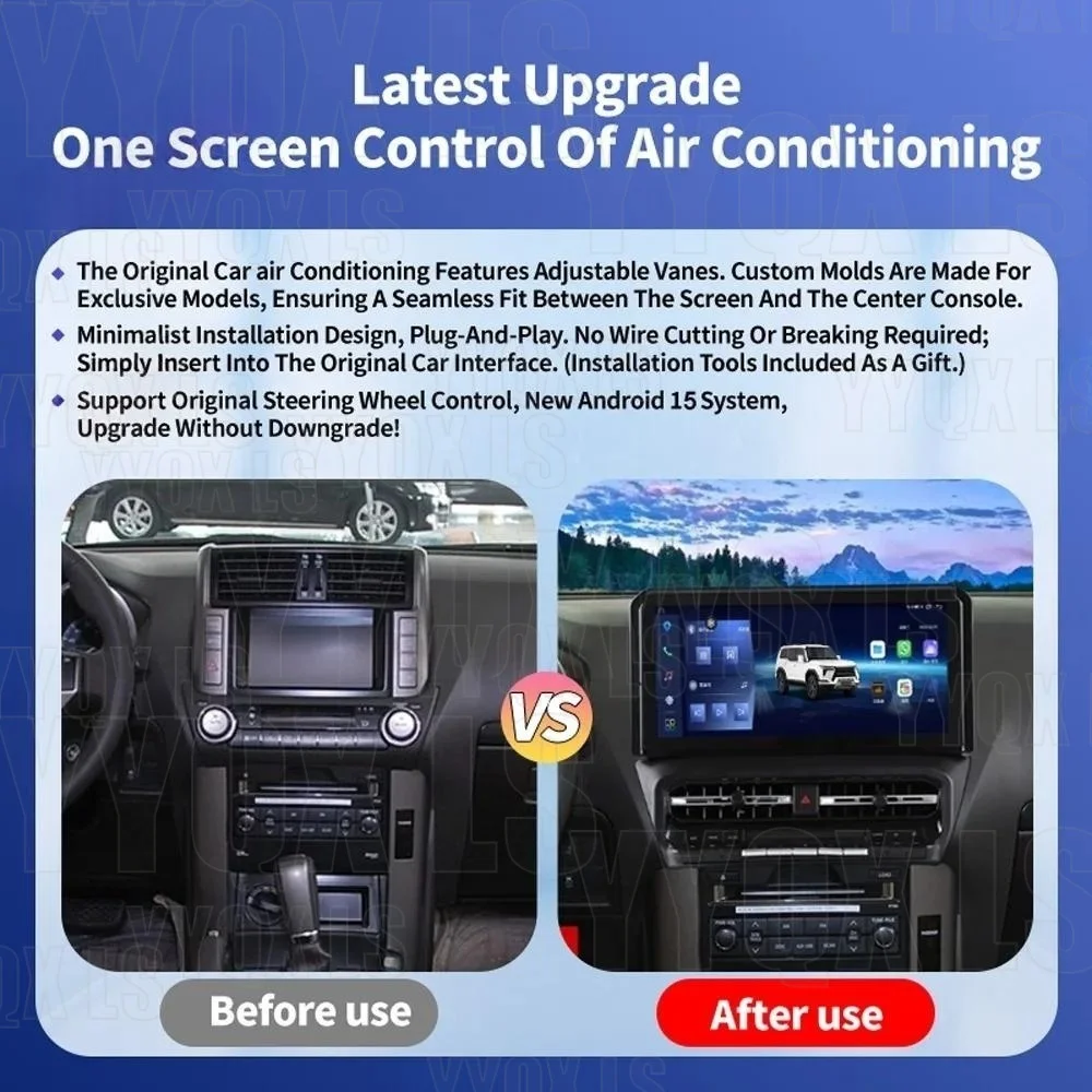 For Toyota Land Cruiser Prado 120 2010-2017  Car Radio Android Auto Carplay Multimedia Video Player Stereo GPS Navigation