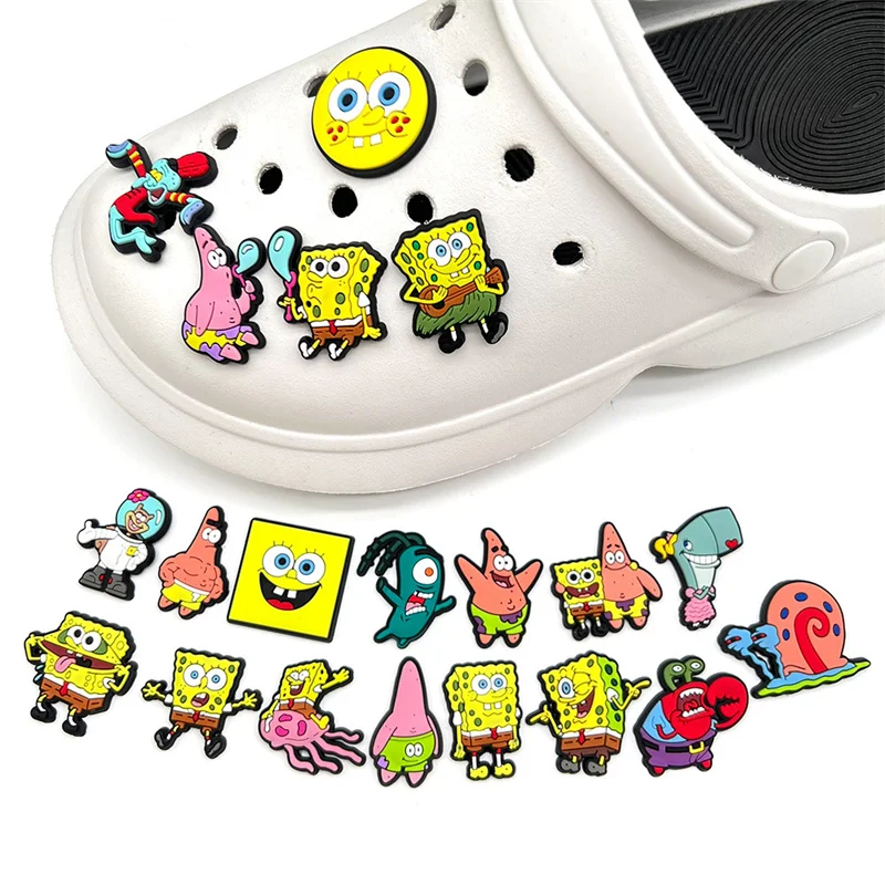 20Pcs Shoe Charms DIY Spongebob Accessories For PVC Decorations Fit to Bubble Slides Sandals