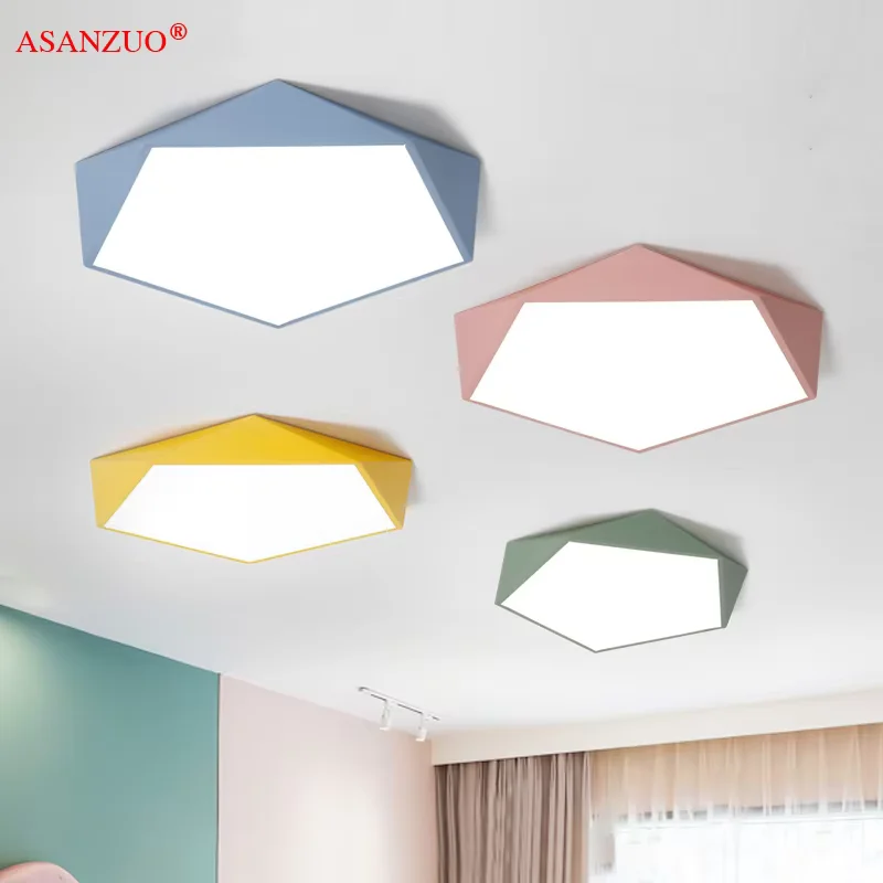 

ASANZUO LED Ceiling Light Pentagon Multicolor Children Ceiling Light Lighting Fixture Surface Mount Bedroom Living Room lamp