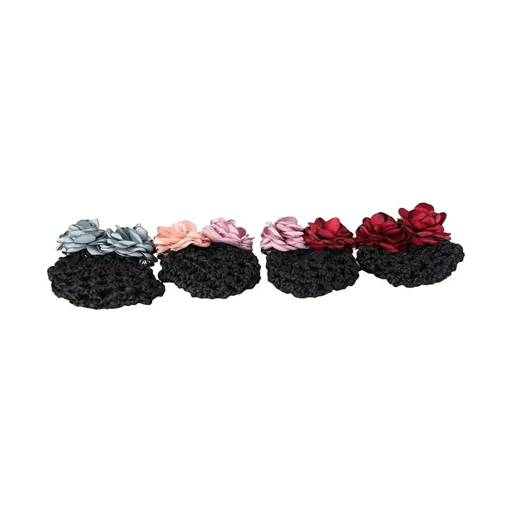 Elegant For Girls Hotel Rose Cloth Flower Hairgrips Cover Net Women Spring Clips Ponytail Clip Korean Bun Snood