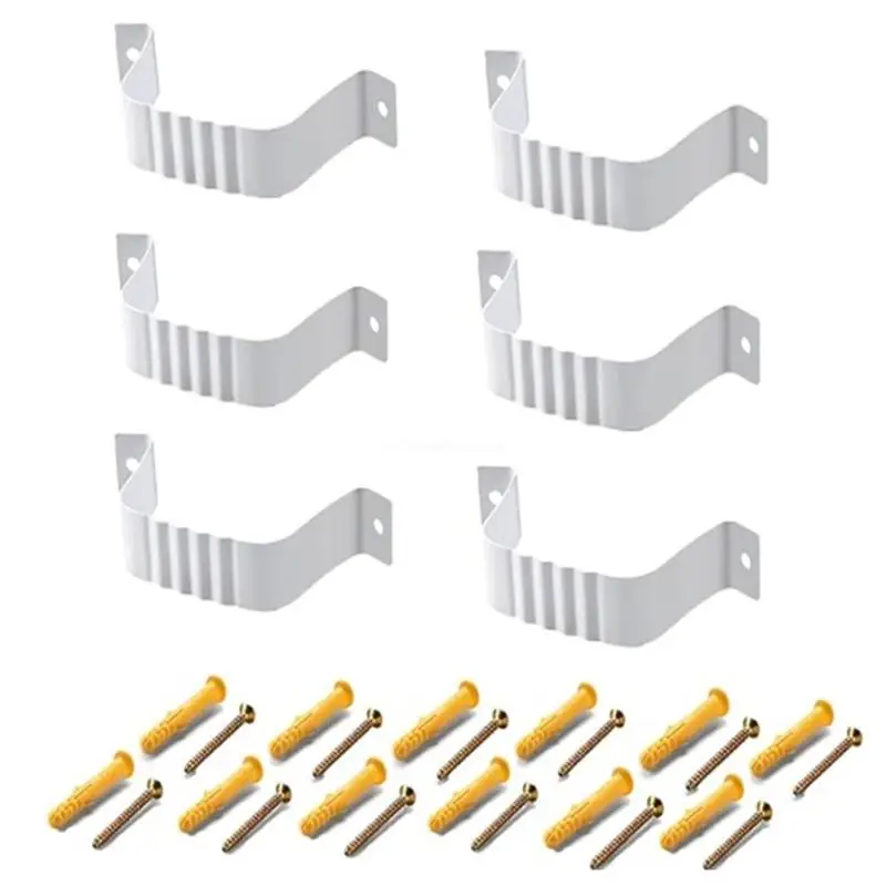 

6Pcs Aluminum Alloy Downspout Adapter Gutter Straps Replacement Downspout Pipe Clips with Expansion Screws Enduring Dropship