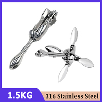 1.5kg Folding Grapnel Anchor 316 Stainless Steel Mirror Polished Boat Anchor Yacht Marine Hardware Fittings