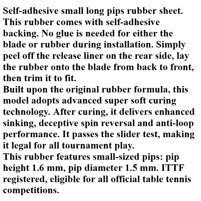 Double Fish 1615 Super Soft Cured Table Tennis Rubber Self-adhesive Small Pips Long Pips OX Ping Pong Rubber ITTF Approval view 6