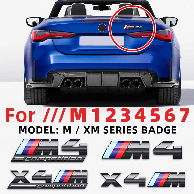 3D ABS Car Rear Trunk Emblem Badge for BMW M Thunder Edition M1 M2 M3 M4 M5 M6 M7 X7M X2M X3M X4M X5M X6M COMPETITION power logo