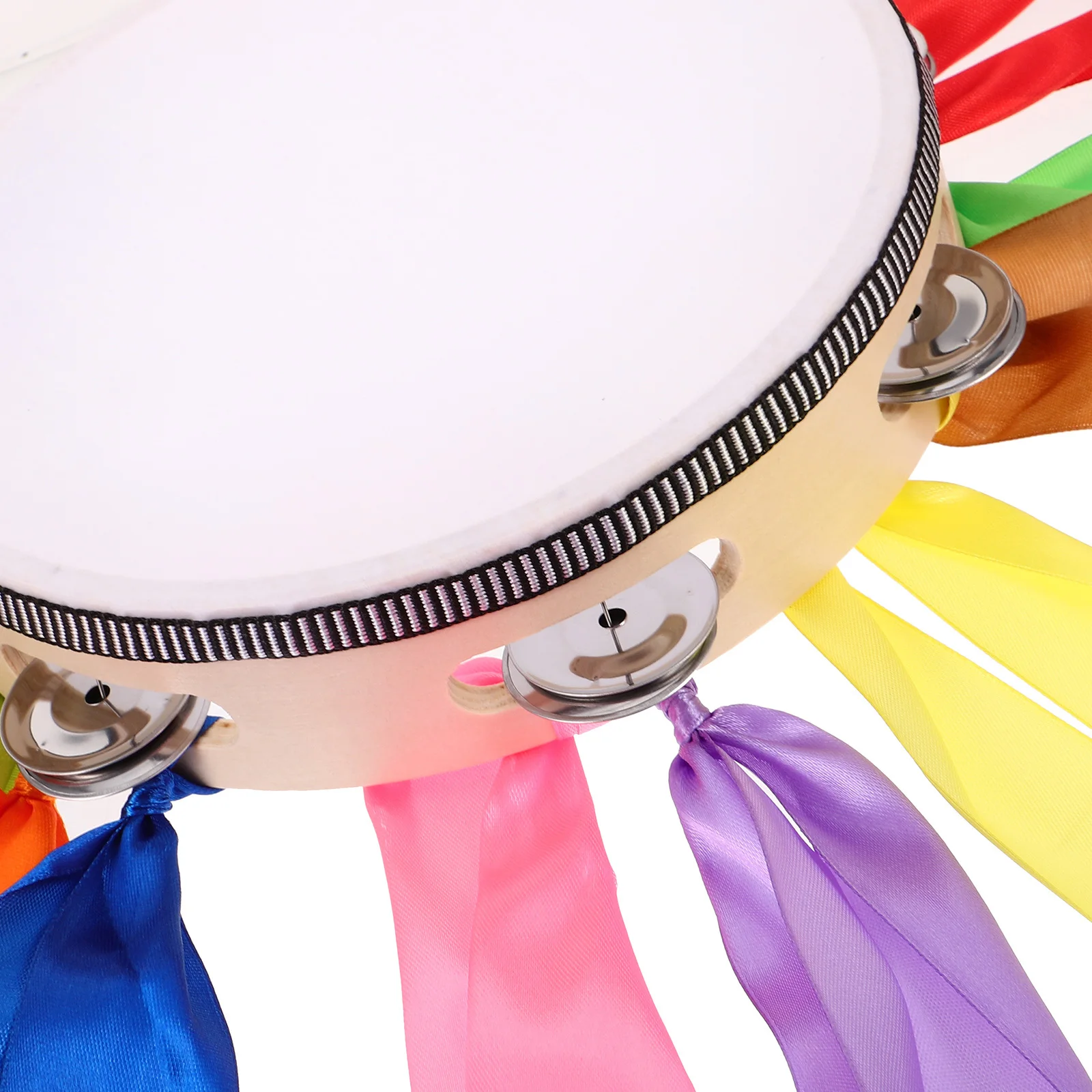 

Wooden Hand Drum Sturdy Stage Performance Drum For Sports Dance Party With Streamers Bells Educational Percussion Instrument