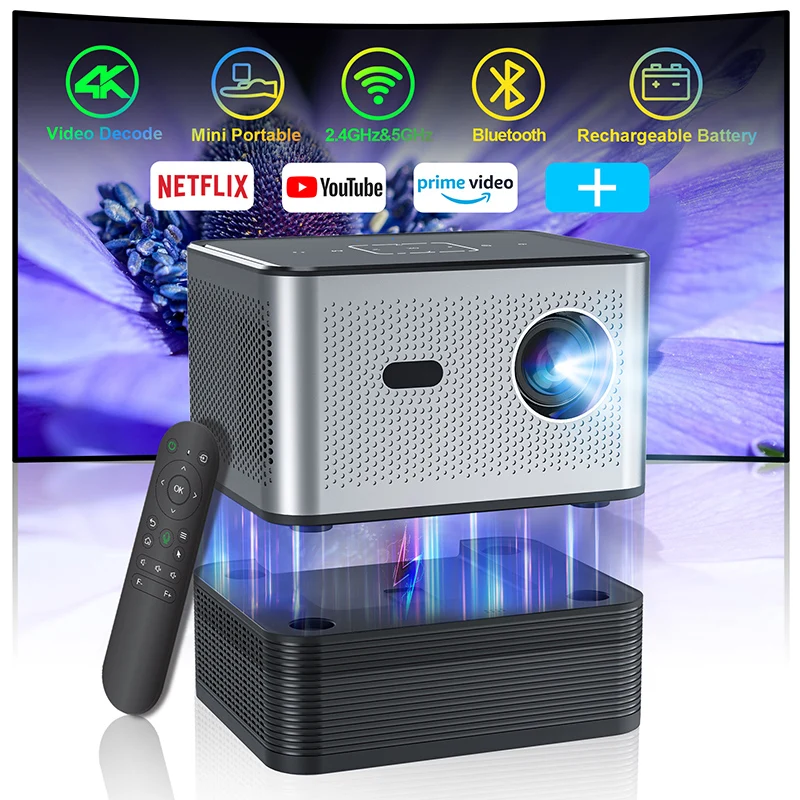 XNANO 300ANSI 4K Mini Portable Projector Android WiFi BT5.0 LED 1080P Home Theater Auto Keystone Projector with Battery