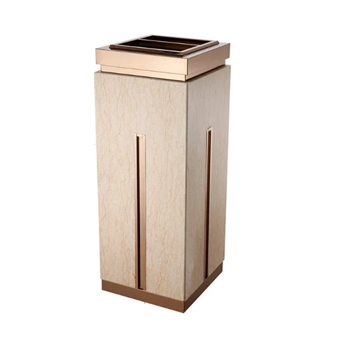 Stylish marble and stainless steel trash cans for hotel lobby trash cans