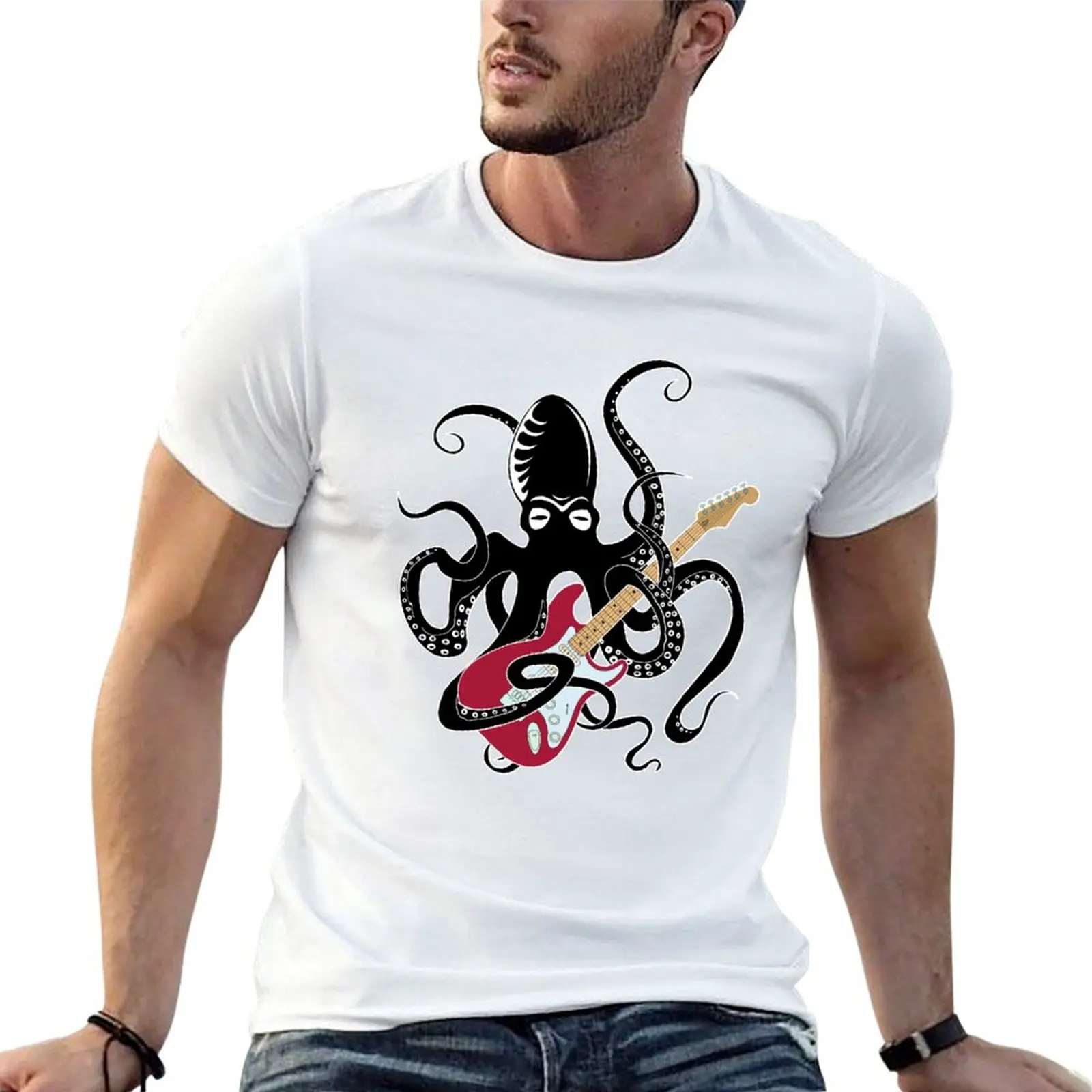 

A Kraken octopus plays electric guitar T-Shirt t shirts designer man tshirt funny t shirts dark humor T-shirt