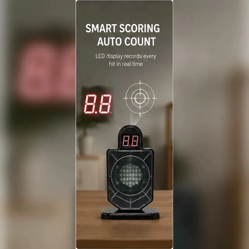 Stable Base Electronic Laser Sensing Target, Digital Score Readout Light‑up Prop for Household Group Fun Games