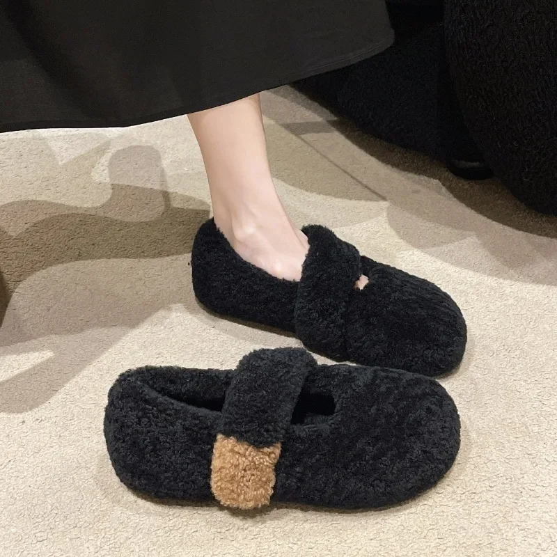 Tênis Female Flat Shoe 2023 WinterNew Fashion Casual Cotton Shoe Female Outwear Buckle Plush Fur Luxury Women Shoe Zapatos Mujer