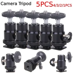 5/4/3/2/1PCS Ball Head For Camera Tripod LED Light Flash Tripod Bracket Holder Mount 1/4 Hot Shoe Adapter Cradle  for Canon Niko