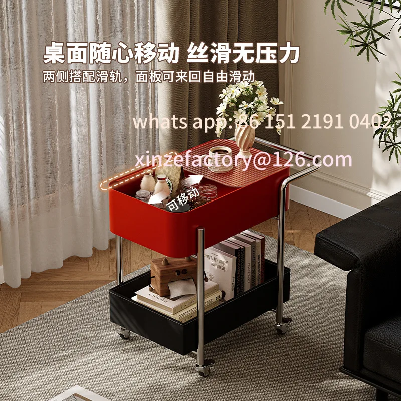 عربة معيشة قابلة للتخصيص، متعددة الطبقات، تخزين منزلي من الدوبامين، وجبات خفيفة جانبية للأريكة قابلة للإزالة في القرون الوسطى مع رف عجلات #1