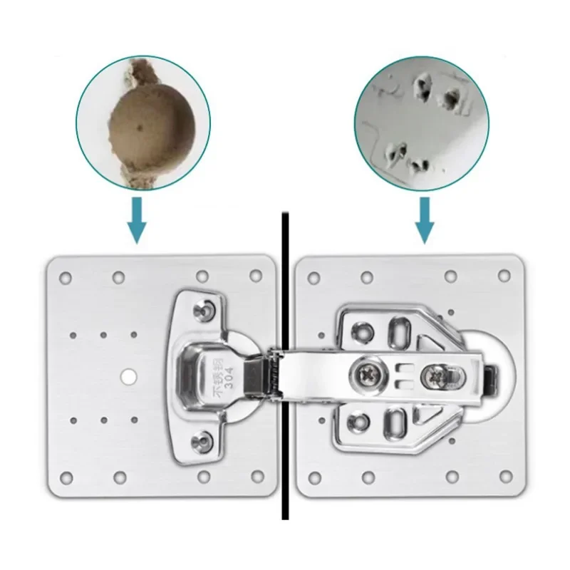 

YM Rust Steel Cabinet Door Hinge Repair Plate Reinforcement Mounting for Double-Sided Damage Fixation