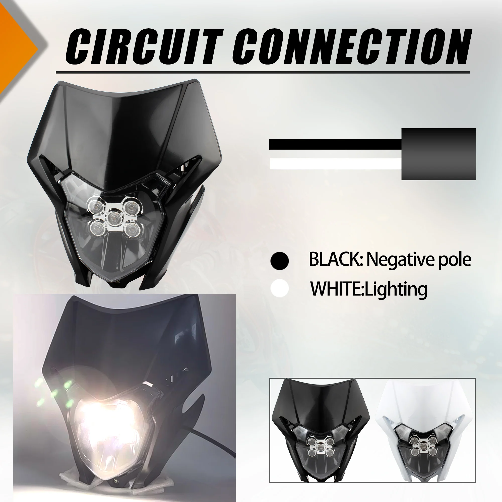 Enduro Motorcycle LED Headlight Headlamp Fairing For KTM EXC EXCF SXF XC XCW XCF MX Motorbike Head Light For Honda CRF