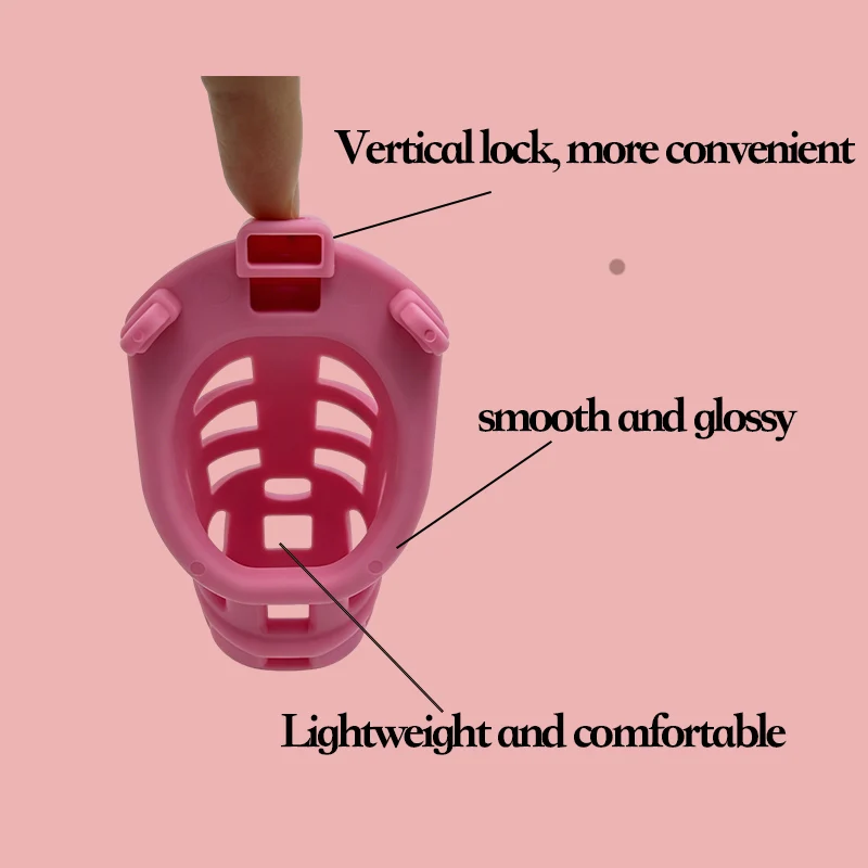 New color male penis lock, chastity cage with lock and 4 rings, 2026 New Virginity Lock Cage SM Teasing Breathable Resin Male view 5