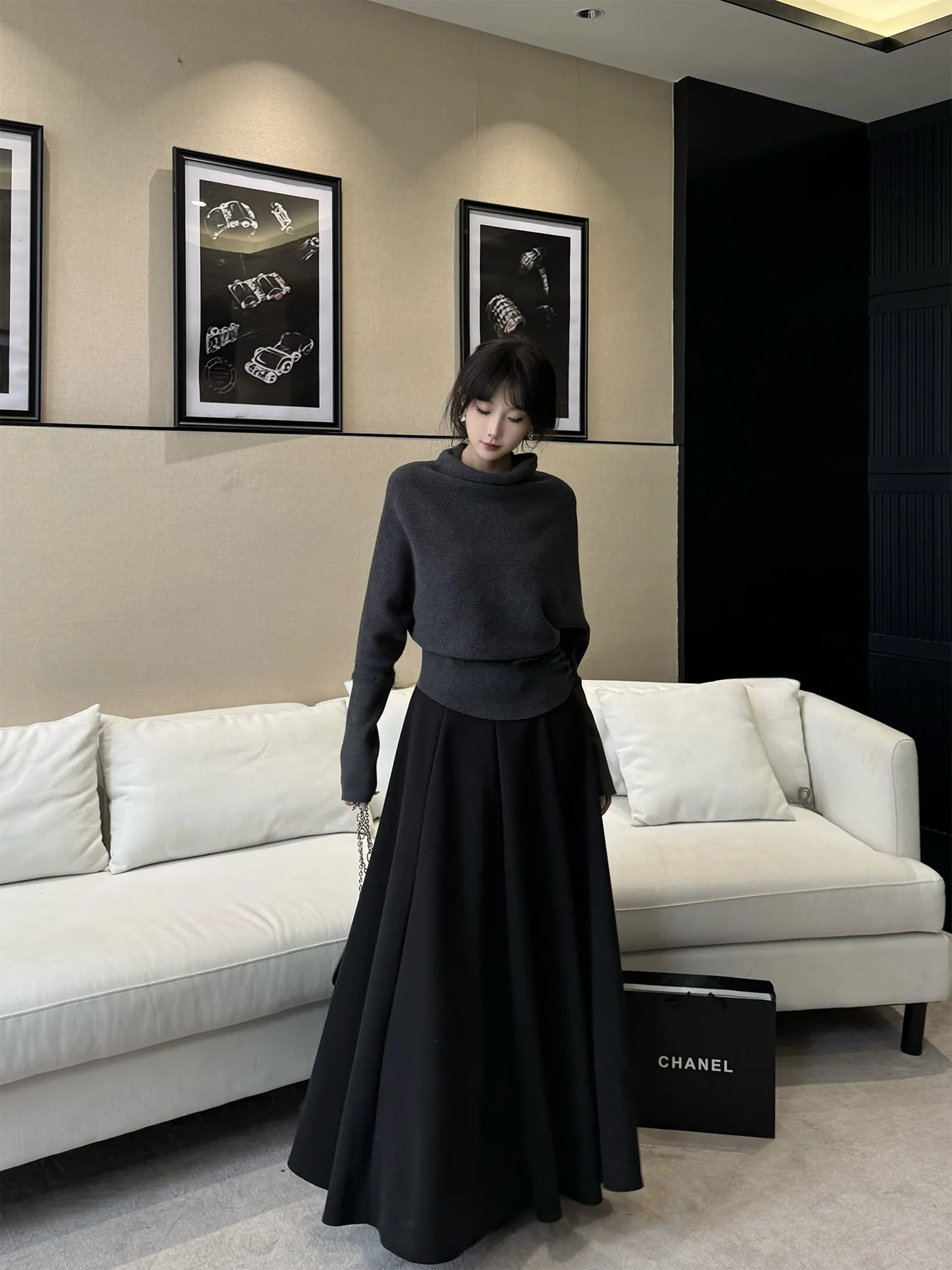 Gonna da donna WAYMODE a vita alta con ricami pesanti, nuova collezione primavera, ampia gonna a pieghe lunga in misto poliestere