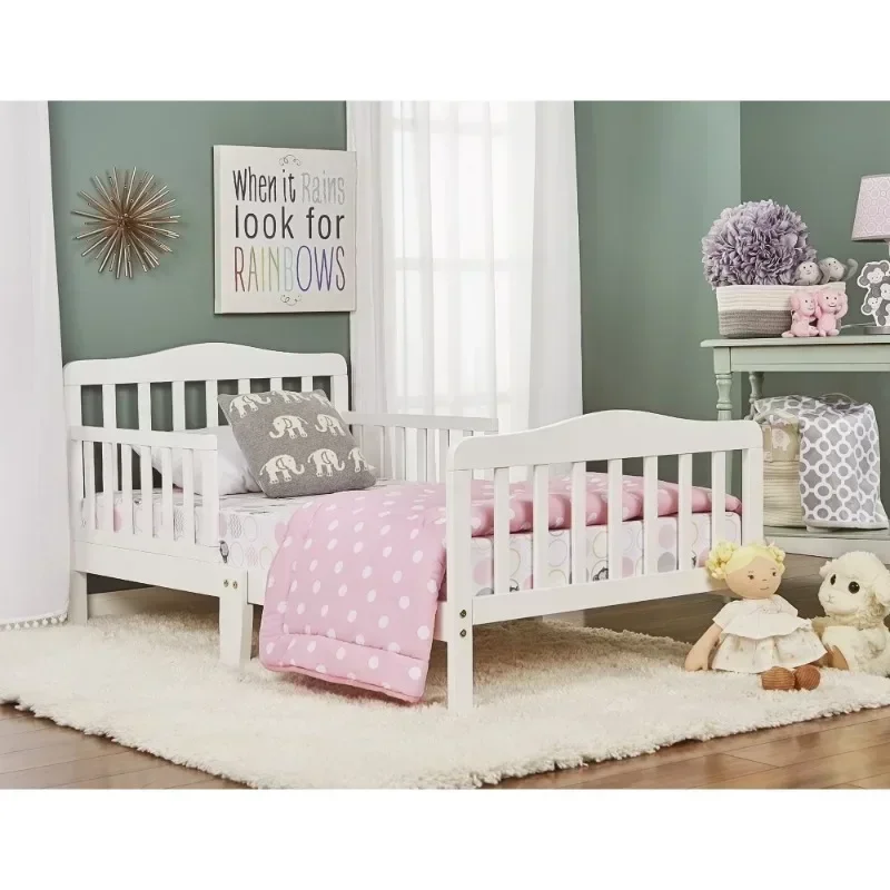 سرير بتصميم كلاسيكي للأطفال ، أبيض