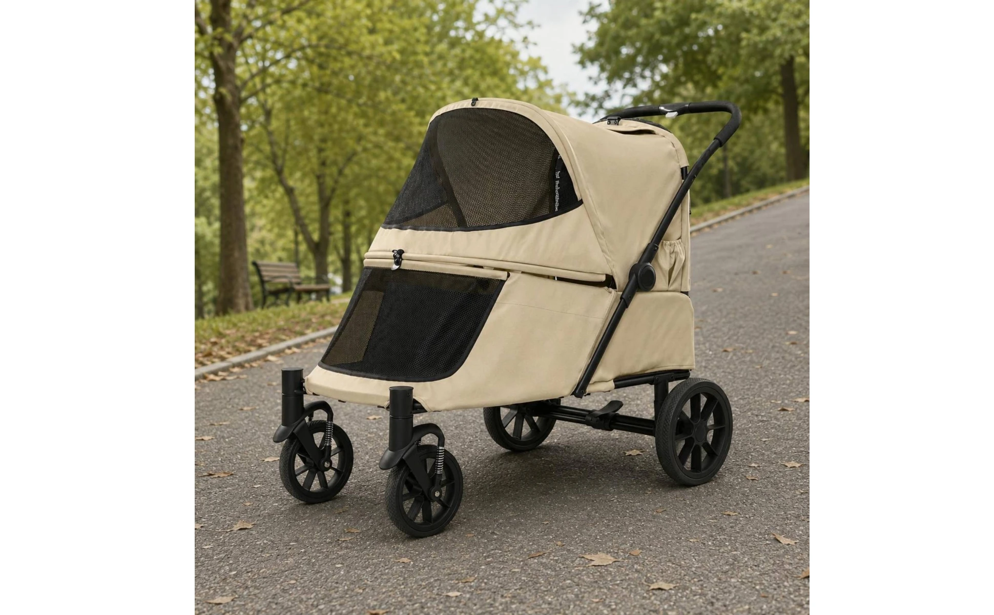 Folding Dog Stroller Single-Press Fold Soft-Sided Pet Stroller Ventilated