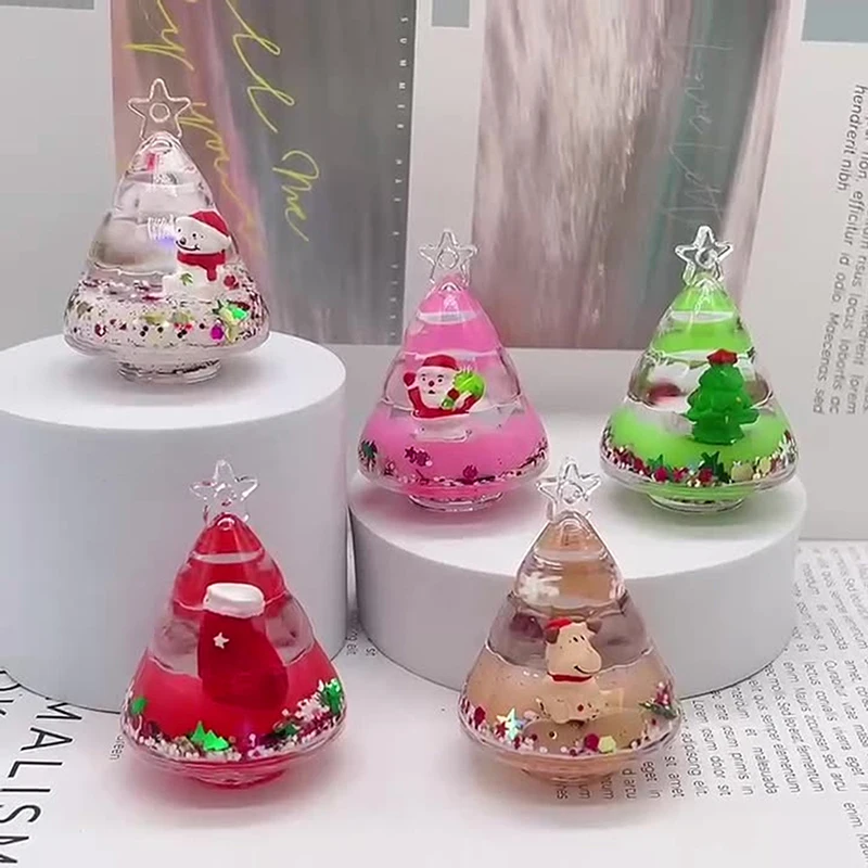 

1PC Christmas Floating Santa Snowman Elk Quicksand Keyring Liquid Snowflake Red Sock Christmas Tree Drift Bottle DIY Keychain