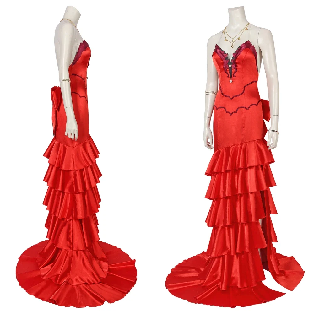 FF 7 Final Fantasy VII Cosplay Aerith Gainsborough Roleplay Costume Women Sexy Red Dress Uniform Halloween Party Outfits Suit