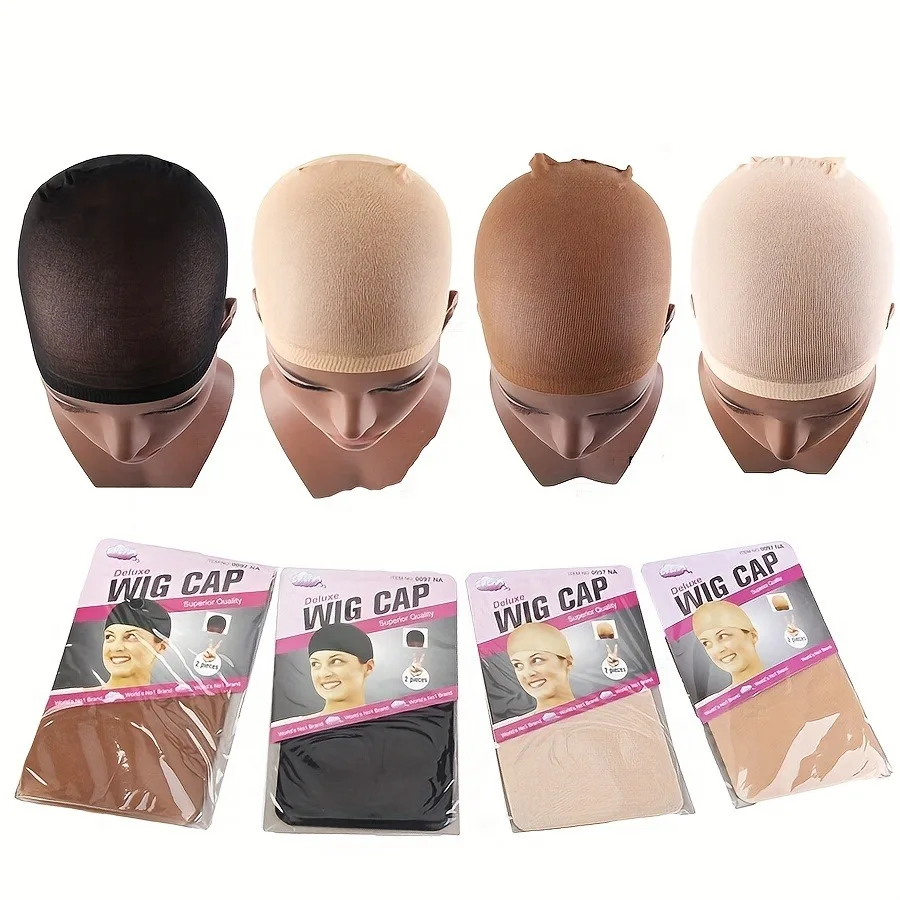 Top Stocking Wig Cap Hair Net For Weave 20pcs Hair Wig Nets Black Brown Stretch Mesh Wig Cap For Making Wigs Free Size
